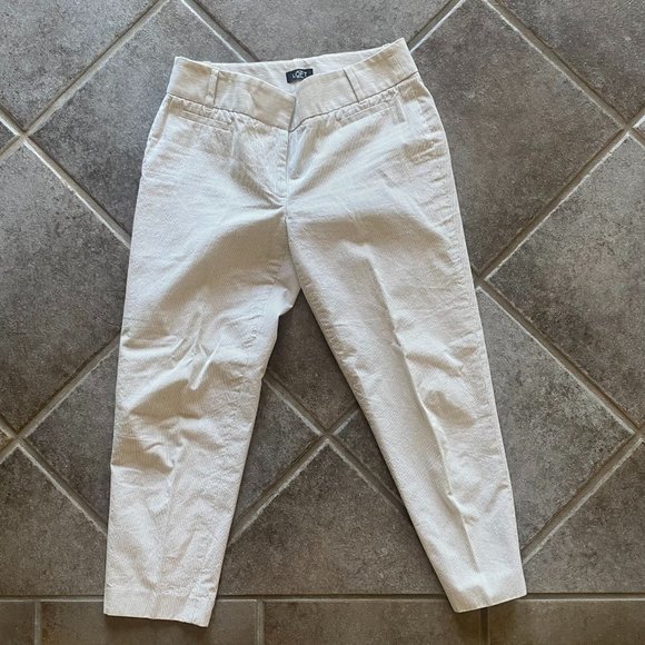 LOFT Pants - Ann Taylor Loft Marissa Cropped Petite pant; size 2; light gray and white stripe